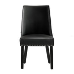 2PCs PU Leather Dining Chair Kitchen Padded Seat Design Black