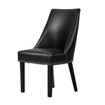 2PCs PU Leather Dining Chair Kitchen Padded Seat Design Black