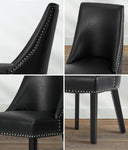2PCs PU Leather Dining Chair Kitchen Padded Seat Design Black