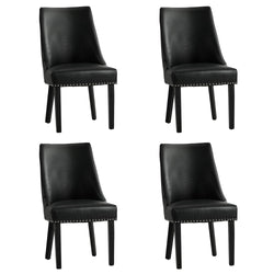 Dining Chair Set of 4,6,8 Black PU Leather with Winglet Padded Seat