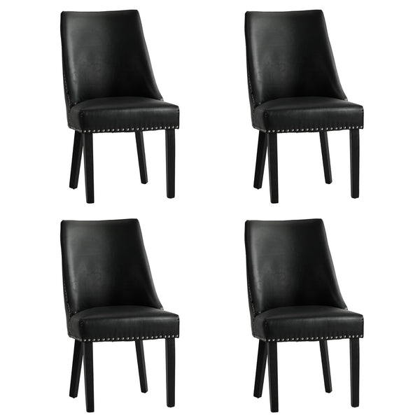  Dining Chair Set of 4,6,8 Black PU Leather with Winglet Padded Seat