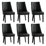 Dining Chair Set of 4,6,8 Black PU Leather with Winglet Padded Seat