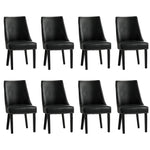 Dining Chair Set of 4,6,8 Black PU Leather with Winglet Padded Seat