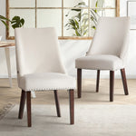 2PCs Velvet Dining Chair Kitchen Padded Seat Design Beige