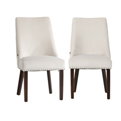 2PCs Velvet Dining Chair Kitchen Padded Seat Design Beige