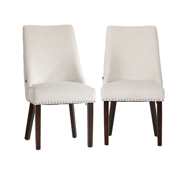  2PCs Velvet Dining Chair Kitchen Padded Seat Design Beige