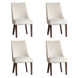 Dining Chair Set of 4,6,8 Beige Velvet with Winglet Padded Seat