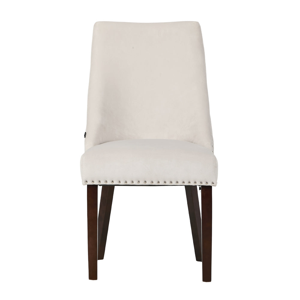 Dining Chair Set of 4,6,8 Beige Velvet with Winglet Padded Seat