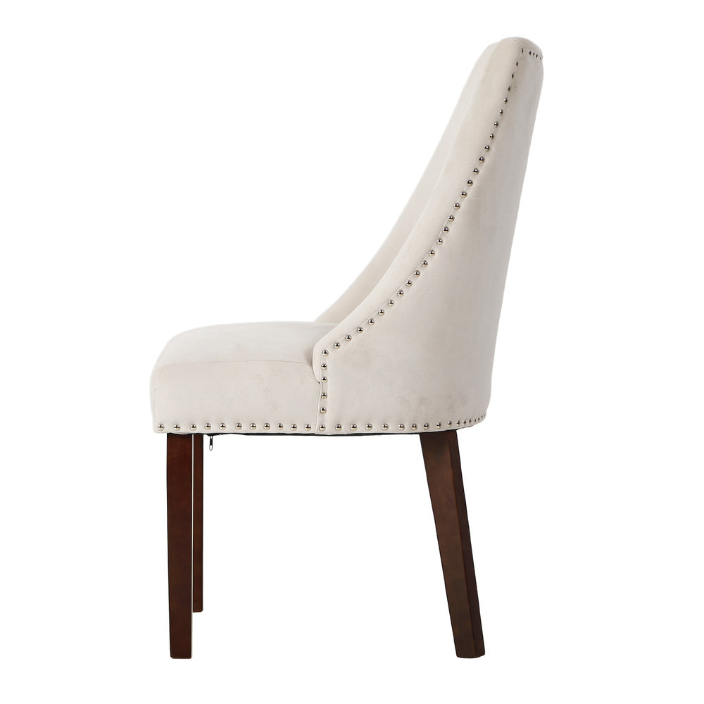Dining Chair Set of 4,6,8 Beige Velvet with Winglet Padded Seat
