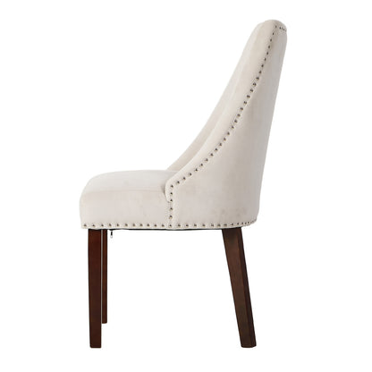 Dining Chair Set of 4,6,8 Beige Velvet with Winglet Padded Seat