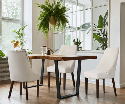Dining Chair Set of 4,6,8 Beige Velvet with Winglet Padded Seat