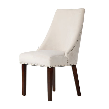 Dining Chair Set of 4,6,8 Beige Velvet with Winglet Padded Seat