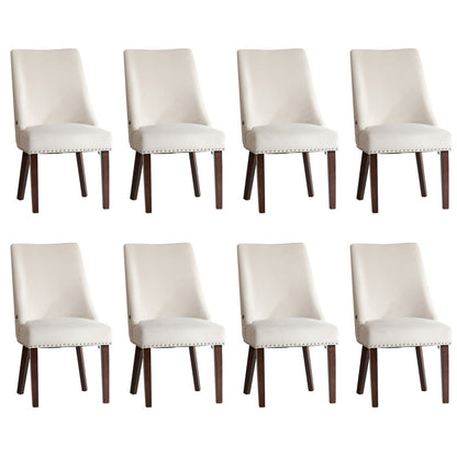 Dining Chair Set of 4,6,8 Beige Velvet with Winglet Padded Seat