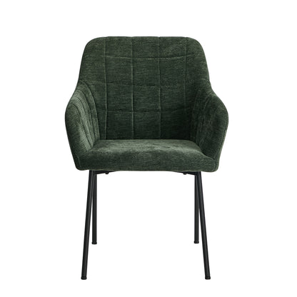 2x Dining Chairs Kitchen Armchairs Chenille Fabric Green