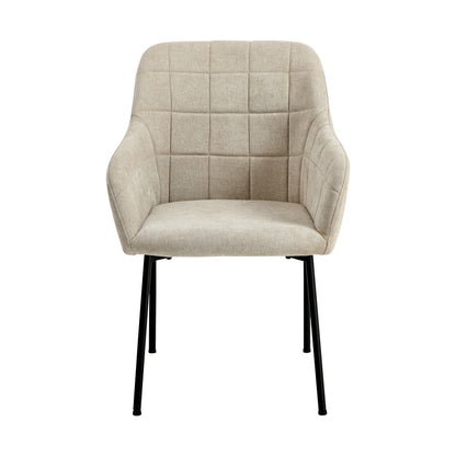 2x Dining Chairs Kitchen Accent Armchairs Linen Fabric Beige