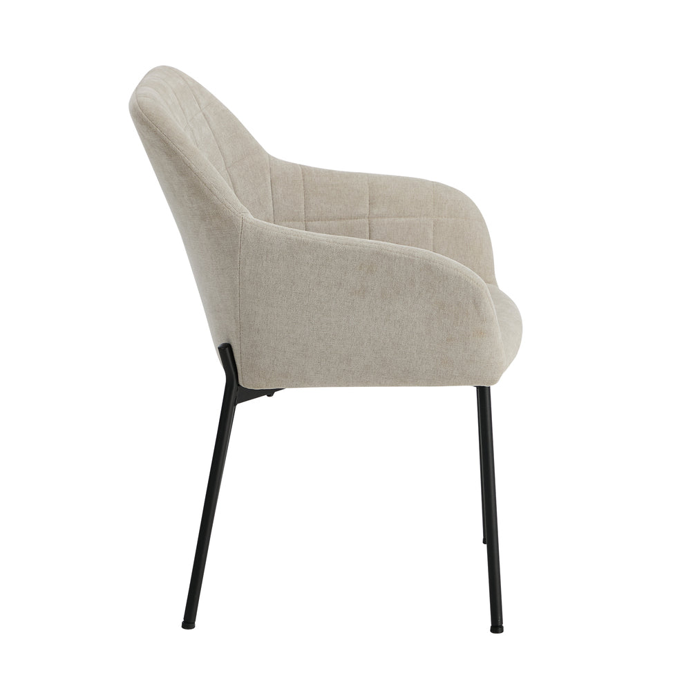 2x Dining Chairs Kitchen Accent Armchairs Linen Fabric Beige