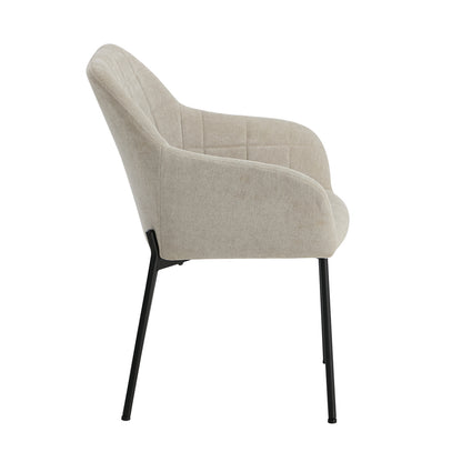 2x Dining Chairs Kitchen Accent Armchairs Linen Fabric Beige