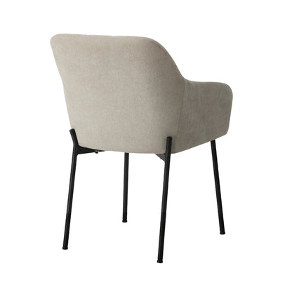 2x Dining Chairs Kitchen Accent Armchairs Linen Fabric Beige