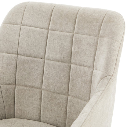 2x Dining Chairs Kitchen Accent Armchairs Linen Fabric Beige