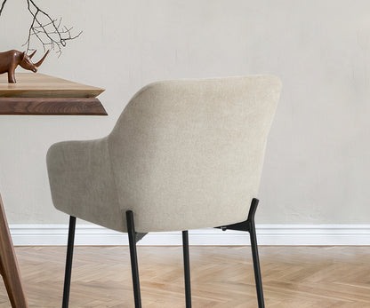 4x Dining Chairs Kitchen Armchairs Linen Fabric Beige