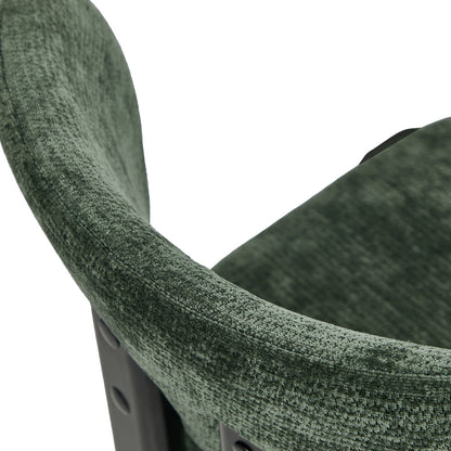 2x Dining Chairs Chenille Kitchen Chair Padded Seat Green