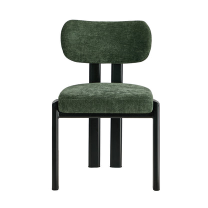 6x Dining Chairs Chenille Kitchen Chair Padded Seat Green