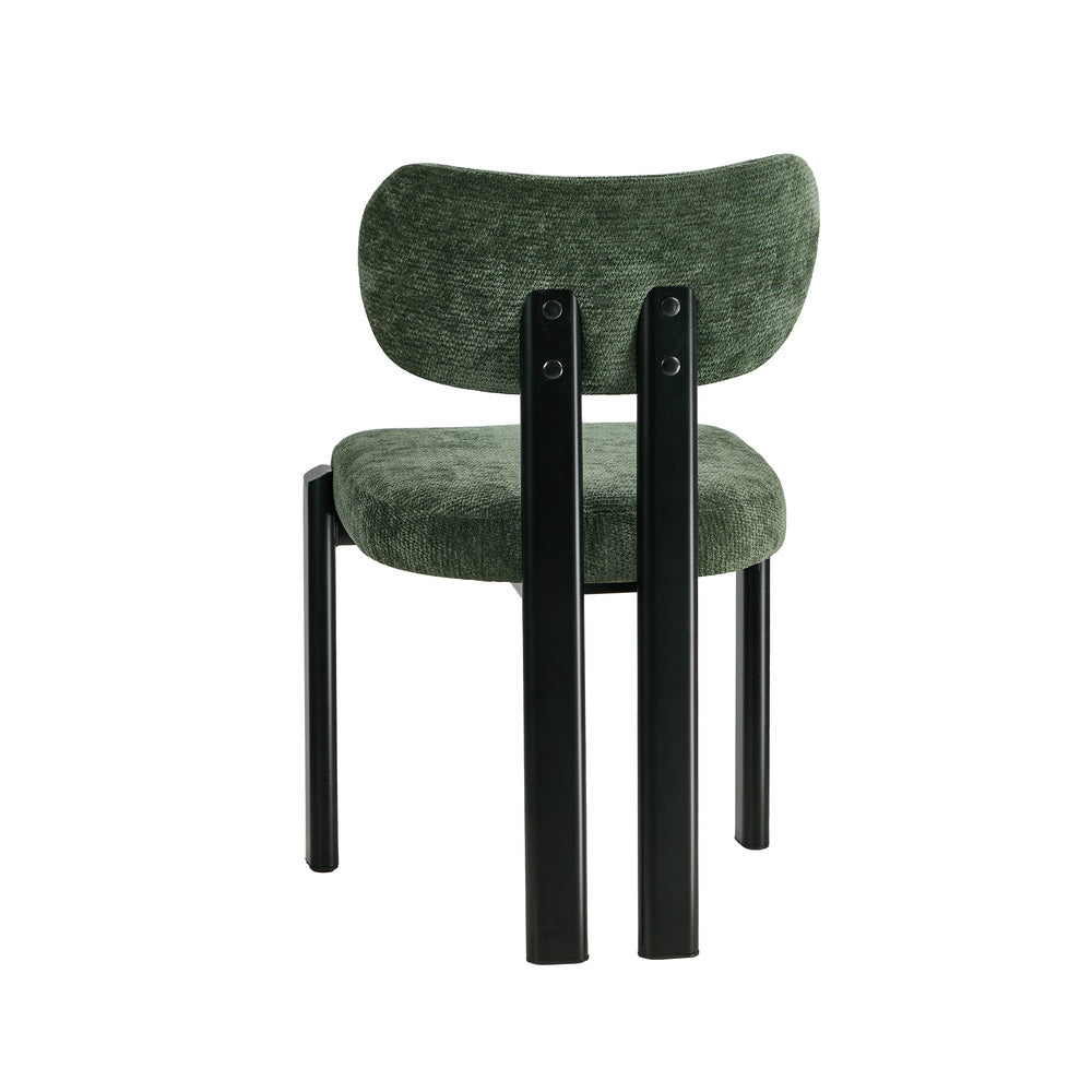 6x Dining Chairs Chenille Kitchen Chair Padded Seat Green