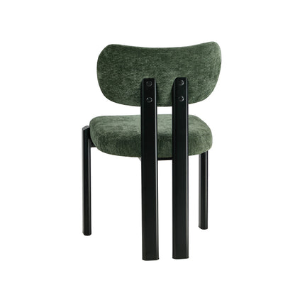 6x Dining Chairs Chenille Kitchen Chair Padded Seat Green