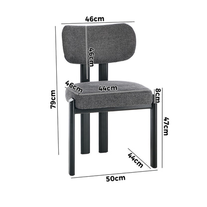 Dining Chair Set of 4,6,8 Grey Linen Fabric with Padded Foam Seat