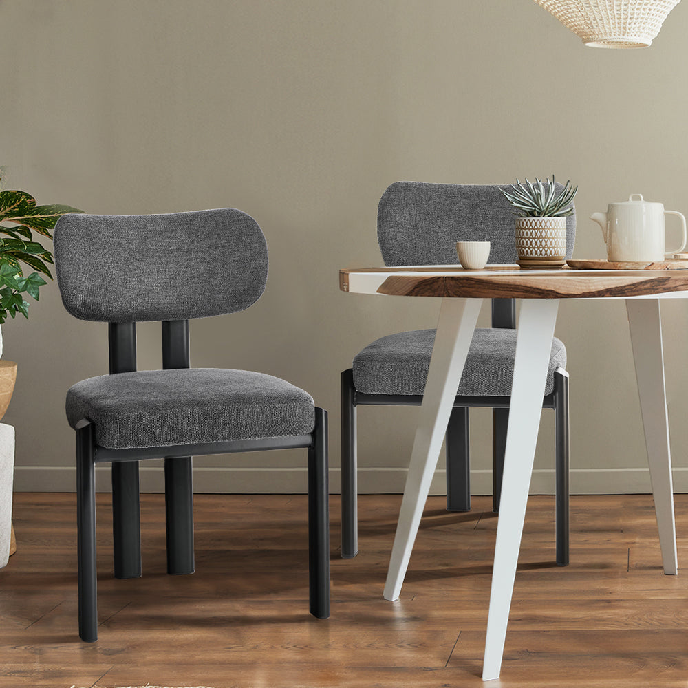 Dining Chair Set of 4,6,8 Grey Linen Fabric with Padded Foam Seat