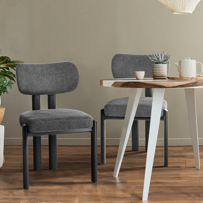 Dining Chair Set of 4,6,8 Grey Linen Fabric with Padded Foam Seat