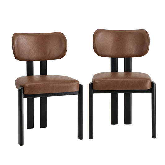 Faux Leather Dining Chairs Padded Set of 2 | HomeAndLiving