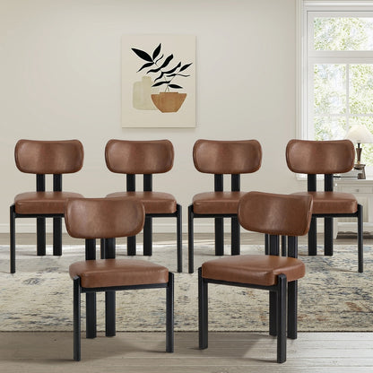 Faux Leather Dining Chairs Set of 6 Brown | HomeAndLiving