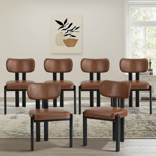 Faux Leather Dining Chairs Set of 6 Brown | HomeAndLiving - 3