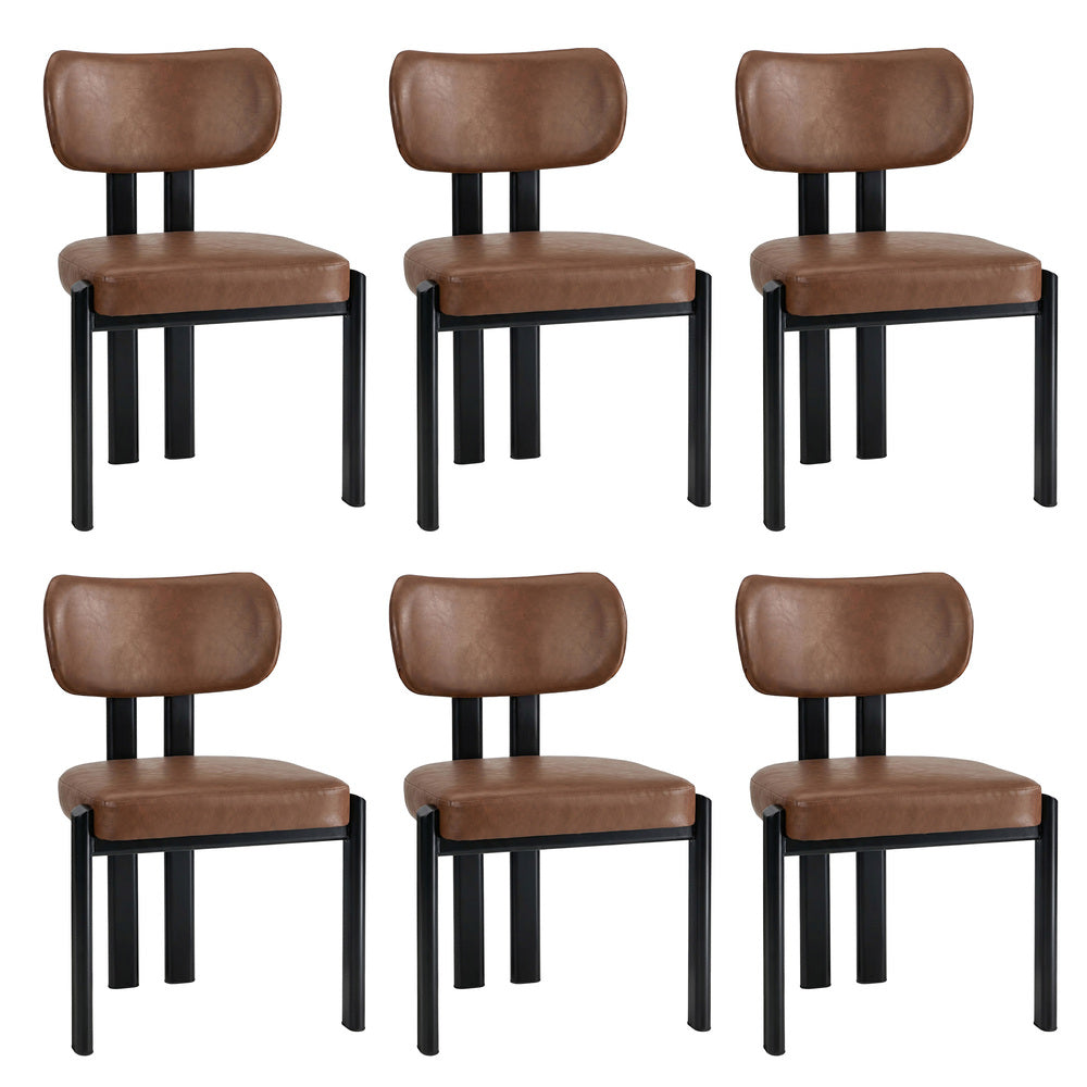 Faux Leather Dining Chairs Set of 6 Brown | HomeAndLiving