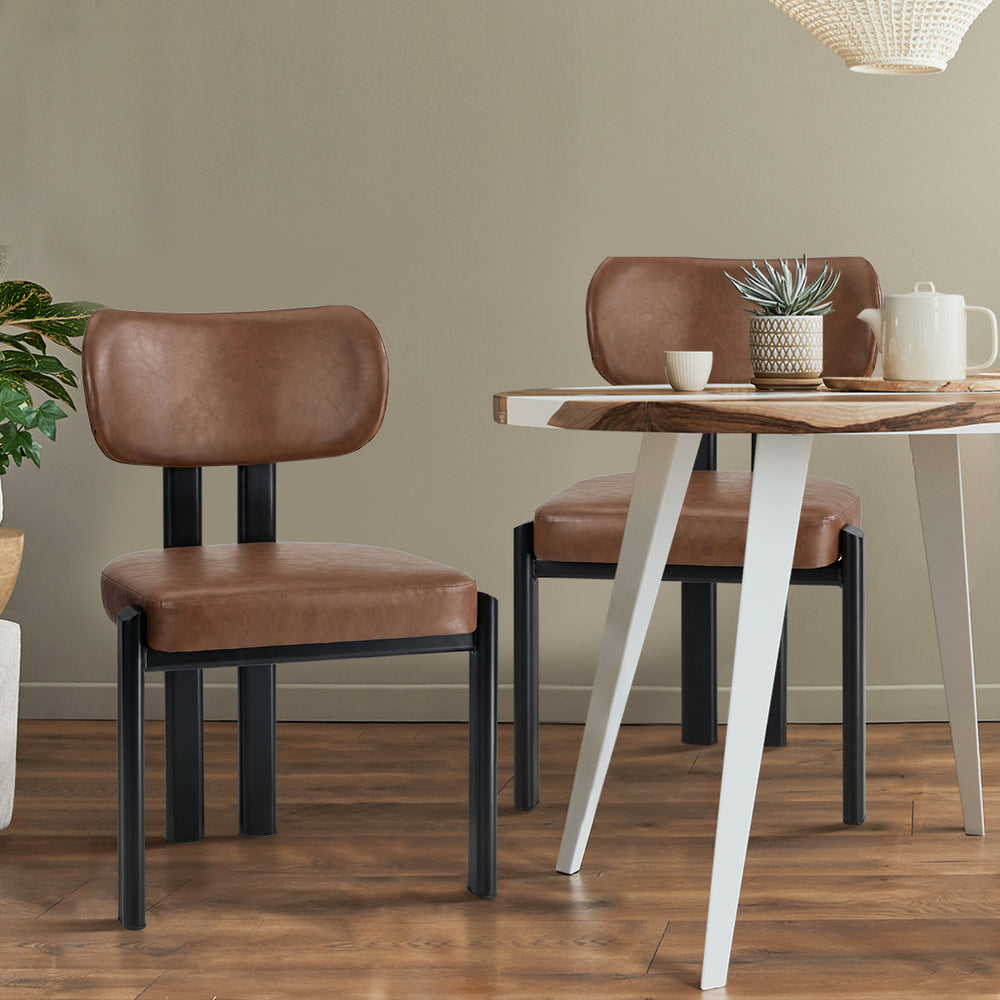 Faux Leather Dining Chairs Set of 6 Brown | HomeAndLiving