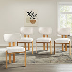 Dining Chair Set of 4,6,8 Beige Linen Fabric with Padded Foam Seat