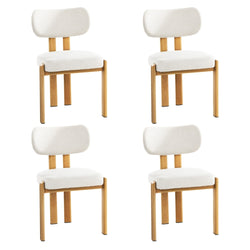Dining Chair Set of 4,6,8 Beige Linen Fabric with Padded Foam Seat