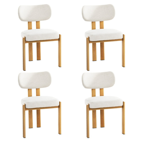  Dining Chair Set of 4,6,8 Beige Linen Fabric with Padded Foam Seat