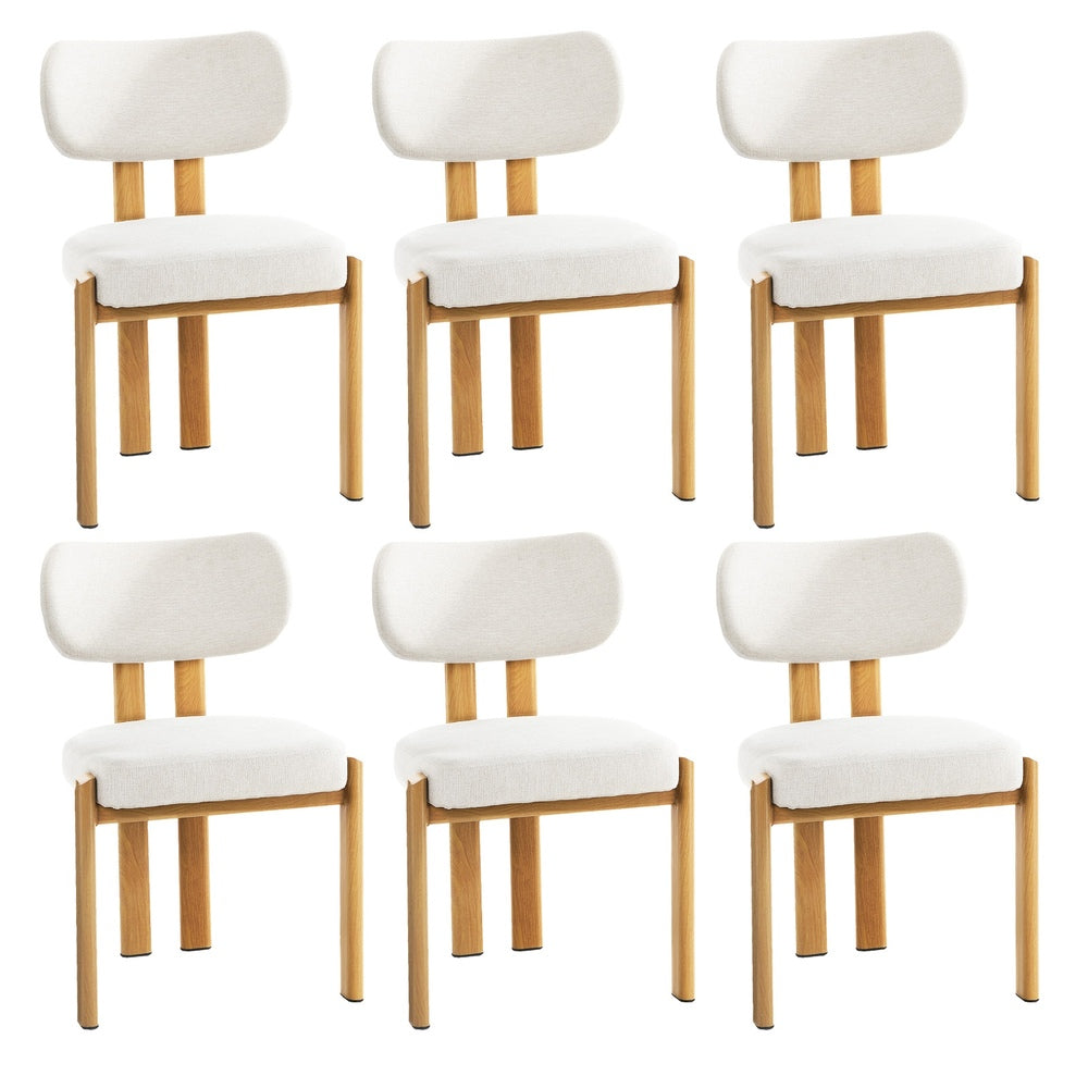 Dining Chair Set of 4,6,8 Beige Linen Fabric with Padded Foam Seat