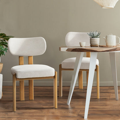 Dining Chair Set of 4,6,8 Beige Linen Fabric with Padded Foam Seat