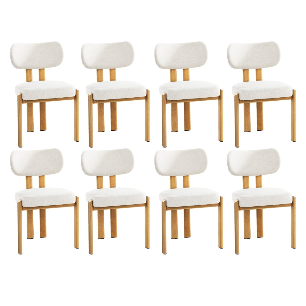 Dining Chair Set of 4,6,8 Beige Linen Fabric with Padded Foam Seat