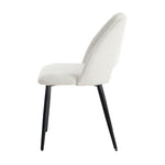 Dining Chair Set of 2 Beige/Grey Linen Fabric with Wraparound Padded Seat