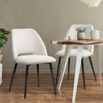 Dining Chair Set of 2 Beige/Grey Linen Fabric with Wraparound Padded Seat