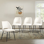 Dining Chair Set of 4,6,8 Beige Linen Fabric with Wraparound Padded Seat