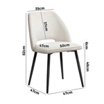 Dining Chair Set of 4,6,8 Beige Linen Fabric with Wraparound Padded Seat