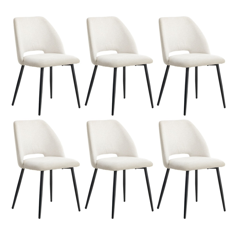 Dining Chair Set of 4,6,8 Beige Linen Fabric with Wraparound Padded Seat