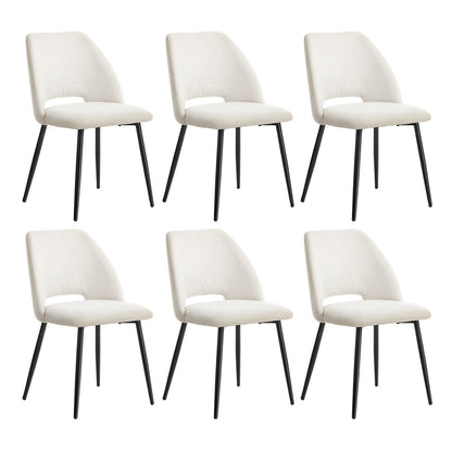 Dining Chair Set of 4,6,8 Beige Linen Fabric with Wraparound Padded Seat