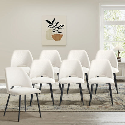 Dining Chair Set of 4,6,8 Beige Linen Fabric with Wraparound Padded Seat