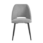 Dining Chair Set of 2 Beige/Grey Linen Fabric with Wraparound Padded Seat